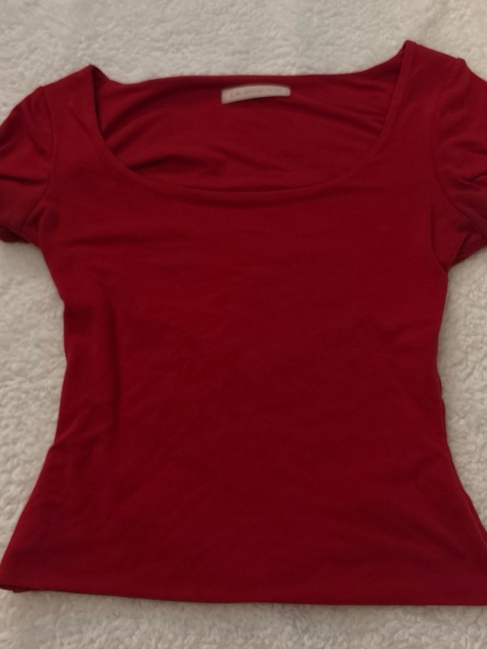 Source Unknown Red Scoop Neck Crop Top